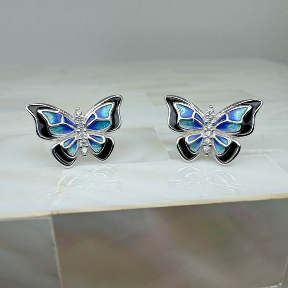 2/$30 Genuine 925 Sterling Silver Butterfly Earrings - Picture 2 of 9